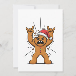 Cartão De Agradecimento Pão de gengibre Heavy Metal Guitar Natal 2026
