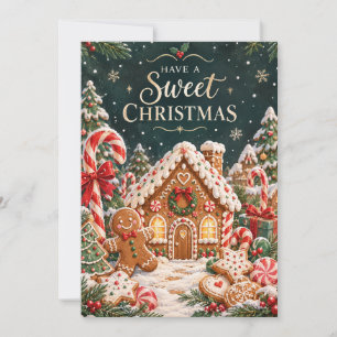 Cartão De Agradecimento Pão de gengibre personalizado Natal com Doce, bolo