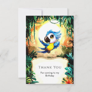Cartão De Agradecimento Papagaio de Aquarela Simples de Aniversário