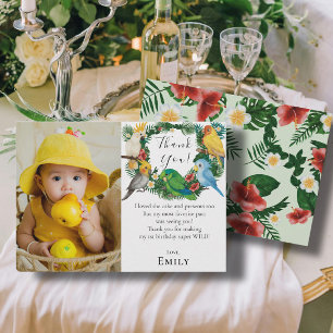 Cartão De Agradecimento Papagaios Tropicais, vegetação exótica Foto de ani