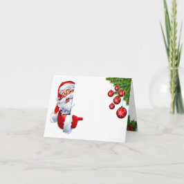 Cartão De Agradecimento Papai Noel Espiando – Clipart Festivo de Natal par