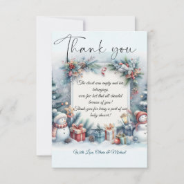 Cartão De Agradecimento Papais noeis Chá de fraldas de inverno de Natal