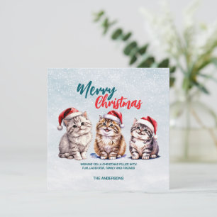 Cartão De Agradecimento Papais noeis de gatinhos de aquarelas bonitas Feli