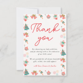 Cartão De Agradecimento Papais noeis de Natal Chá de fraldas Obrigado