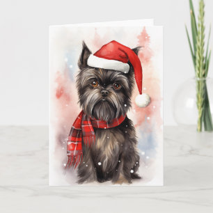 Cartão De Agradecimento Papais noeis - Folhas Festivas Affenpinscher Cacho
