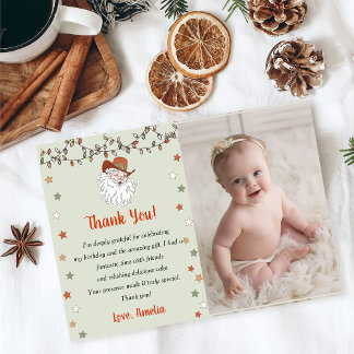 Cartão De Agradecimento Papais noeis Foto de aniversário de Natal