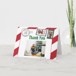 Cartão De Agradecimento Papais noeis - Letra Postmark North Pole Reindeer