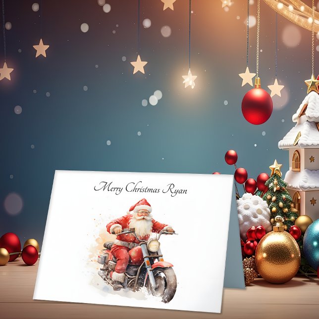 Cartão De Agradecimento Papais noeis Na Placa De Natal De Motocicleta (Criador carregado)