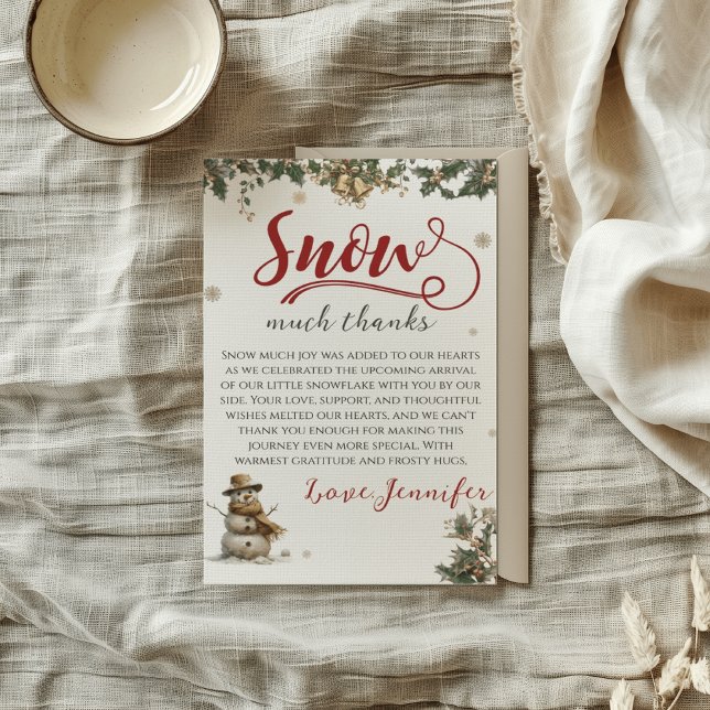 Cartão De Agradecimento Papais noeis Natal Bebê Neve Muitos Obrigados Chá  (Criador carregado)