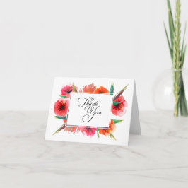 Cartão De Agradecimento Papas Pintadas Vermelhas Floral Obrigado