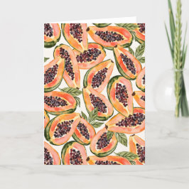 Cartão De Agradecimento Papaya Fruta Watercolor