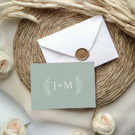 Cartão De Agradecimento Papel de carta de Casamento Verde de Boho Sage