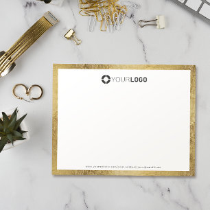Cartão De Agradecimento Papel de Carta personalizado de fronteira ouro sim