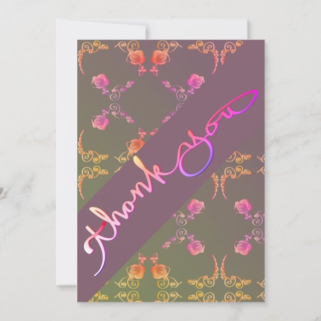 Cartão De Agradecimento Papel de rosa (Verso)