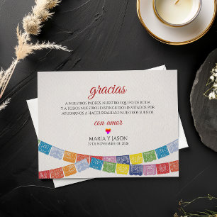 Cartão De Agradecimento Papel Picado Elegante Colorido Boda Casamento Espa