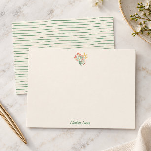 Cartão De Agradecimento Papel Timbrado Flor Silvestre Nome Personalizado L