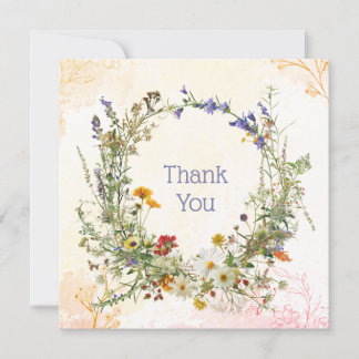 Cartão De Agradecimento Papelaria Botânica Vintage para Casamento Elegante