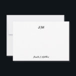 Cartão De Agradecimento Papelaria de Casal Monograma Inicial Preto<br><div class="desc">Você pode personalizá-lo.</div>