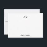 Cartão De Agradecimento Papelaria de Casal Monograma Inicial Preto Duplo<br><div class="desc">Você pode personalizá-lo.</div>