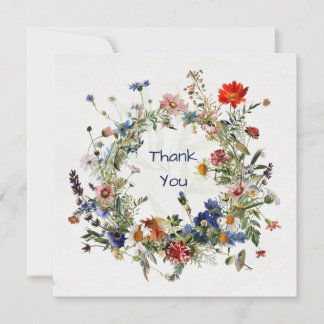 Cartão De Agradecimento Papelaria Floral Vintage Casamento Clássico Elegan
