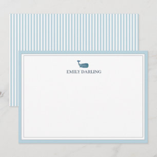 Cartão De Agradecimento Papelaria Náutica com Logotipo de Baleia Azul Pers