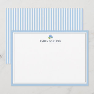 Cartão De Agradecimento Papelaria Náutica com Logotipo de Hortênsia Azul P