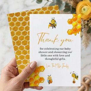 Cartão De Agradecimento Papelaria para Chá de Bebê Sweet As Can Bee