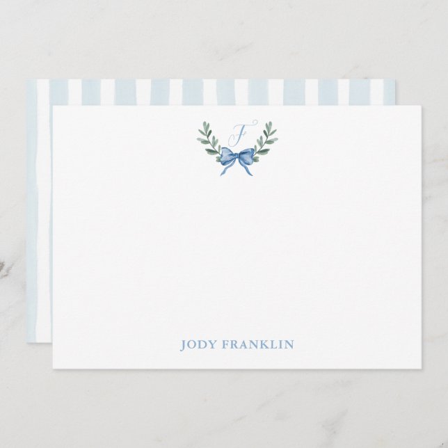 Cartão De Agradecimento Papelaria Personalizada Aquarela Azul Bebê Menino (Frente/Verso)