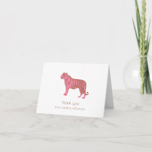 Cartão De Agradecimento Papelaria Personalizada Arte de Tigre Rosa Simples
