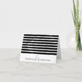 Cartão De Agradecimento Papelaria Personalizada de Casais com Listras Mode