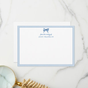 Cartão De Agradecimento Papelaria Personalizada Menino Laço Azul Churrasco