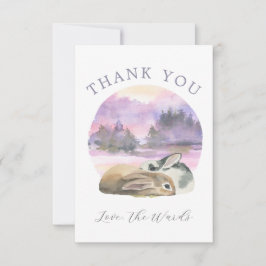 Cartão De Agradecimento Par bonito de Coelhos, de Cor Watercolor