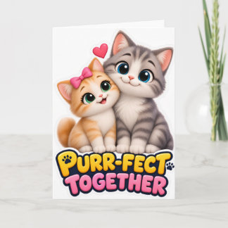 Cartão De Agradecimento Par Perfeito Juntos Casal de Gatos Fofos Amor Engr