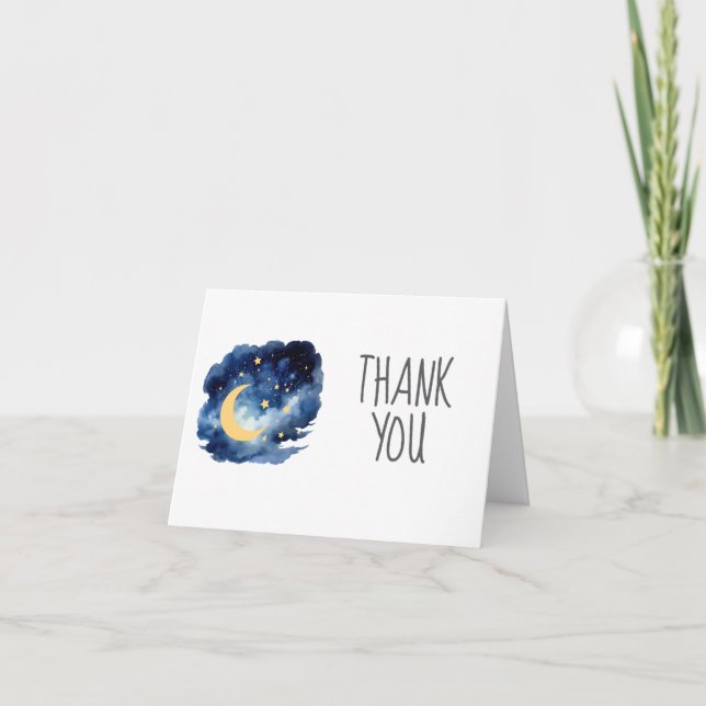 Cartão de Agradecimento para Bebê Lua e Estrelas (Frente)