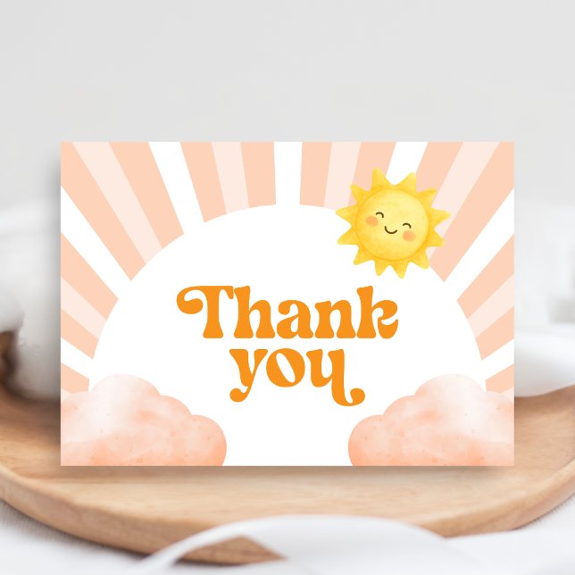 Cartão de Agradecimento para Chá de Bebê Aqui Vem  (Sunshine Baby Shower Thank You Card
)