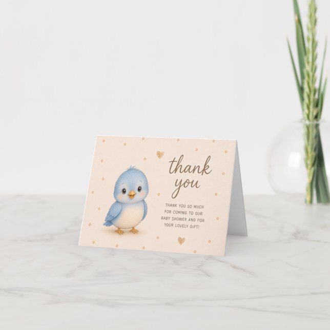 Cartão de Agradecimento para Chá de Bebê Baby Blue (Frente)