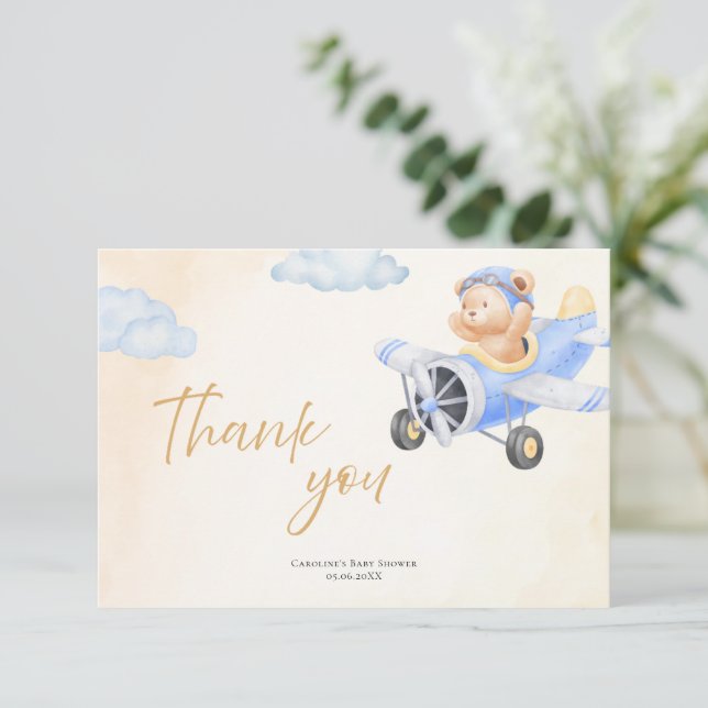 Cartão de Agradecimento para Chá de Bebê Bearly Wa (Em pé/Frente)