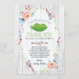 Cartão de Agradecimento para Chá de Bebê Boho Peas