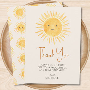 Cartão de Agradecimento para Chá de Bebê Boho Suns