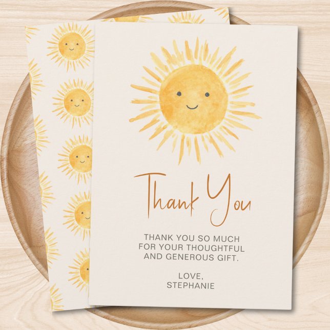Cartão de Agradecimento para Chá de Bebê Boho Suns (Criador carregado)