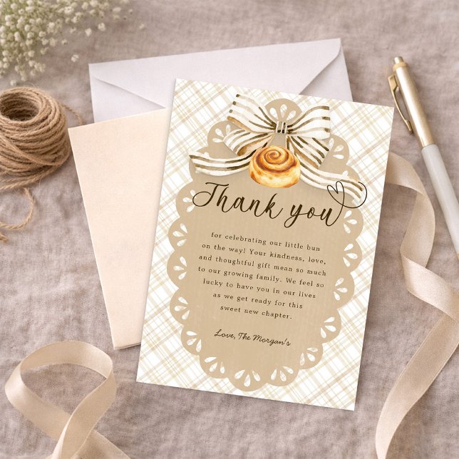 Cartão de Agradecimento para Chá de Bebê Bun in Ov (Thank You Card)