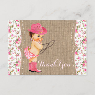 Cartão de Agradecimento para Chá de Bebê Cowgirl