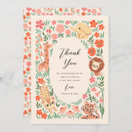 Cartão de Agradecimento para Chá de Bebê de Animai
