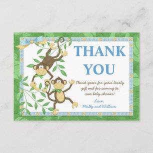 Cartão de Agradecimento para Chá de Bebê de Macaco