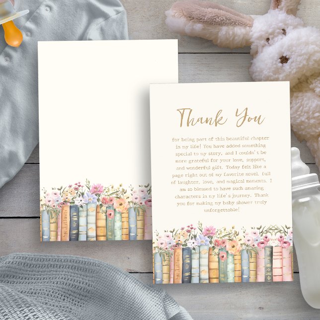 Cartão de Agradecimento para Chá de Bebê Literário (Elegant Floral Book Baby Shower Thank You Card by Painted Paperie
)