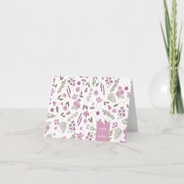 Cartão de Agradecimento para Chá de Bebê Wildflowe (Frente)