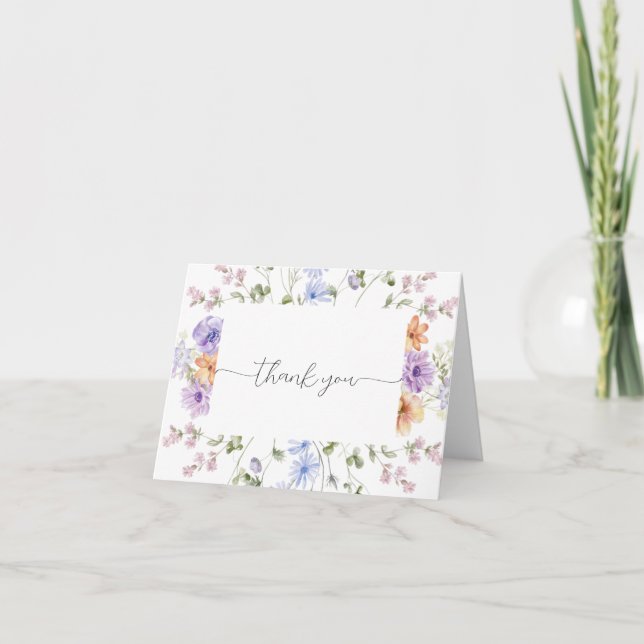 Cartão de Agradecimento para Chá de Noiva com Flor (Frente)