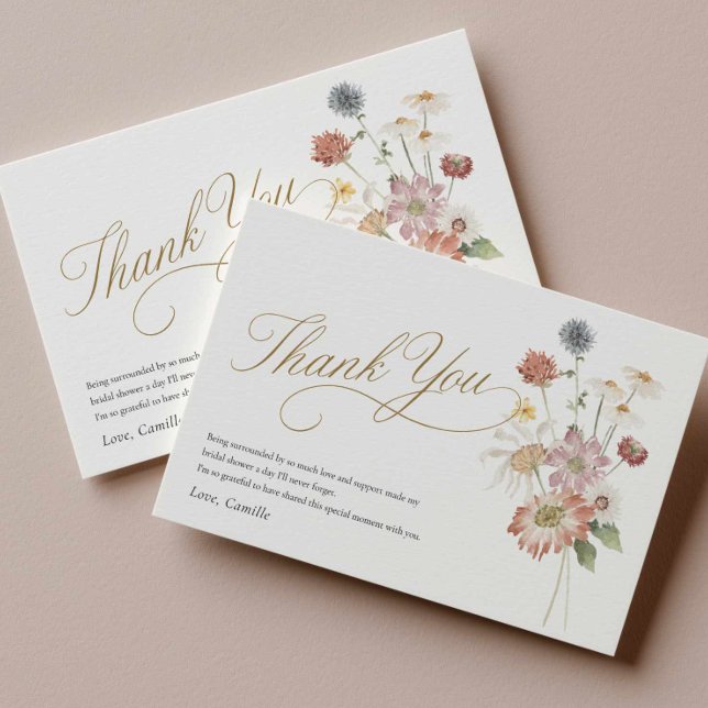 Cartão de Agradecimento para Chá de Noiva com Flor (Wildflower Bridal Shower thank you card)