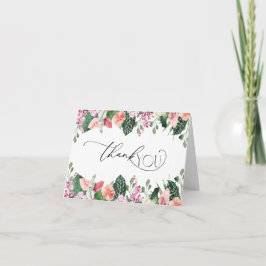 Cartão de Agradecimento para Chá de Noiva de Hibis