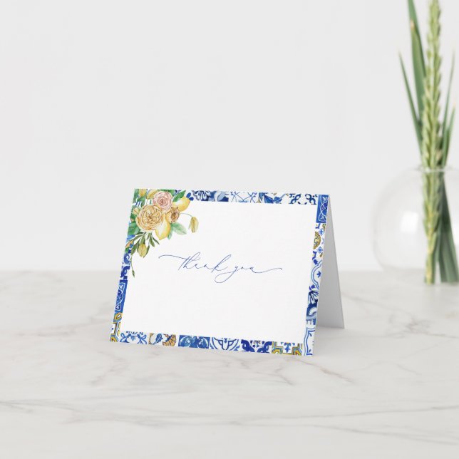 Cartão de Agradecimento para Chá de Noiva de Limão (Frente)